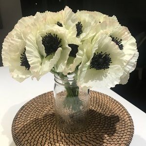 Crate & Barrel - White Poppy Bunch, bouquet of faux flowers